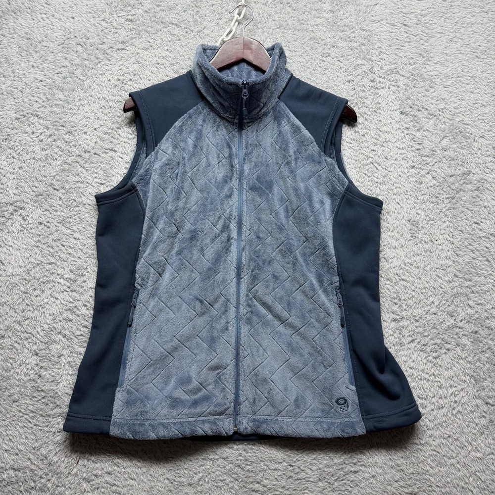 Mountain HardWare Pyxis Vest Womens XL Bue Quilted Fleece Full Zip Pockets Logo